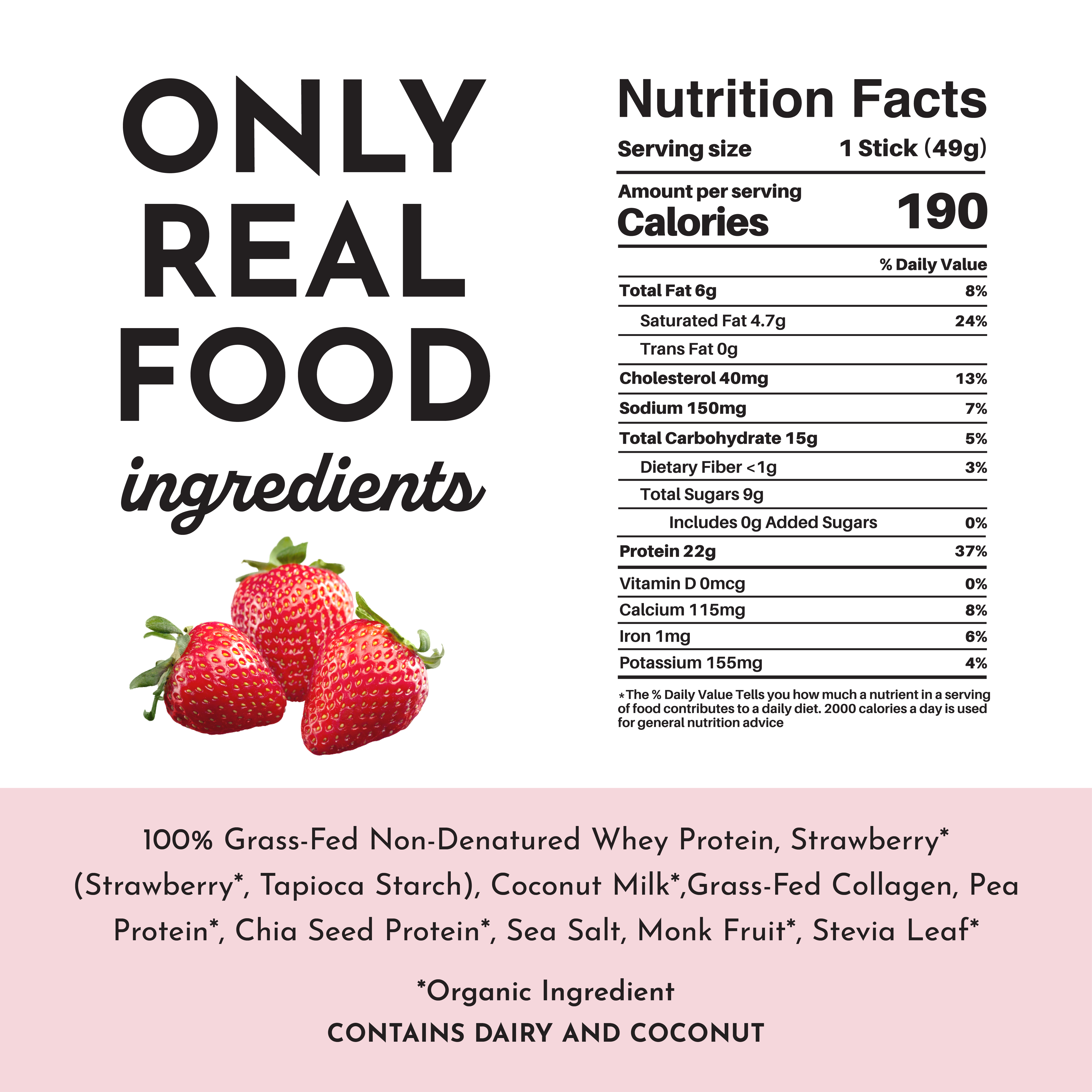 Strawberries & Cream Protein Powder Stick