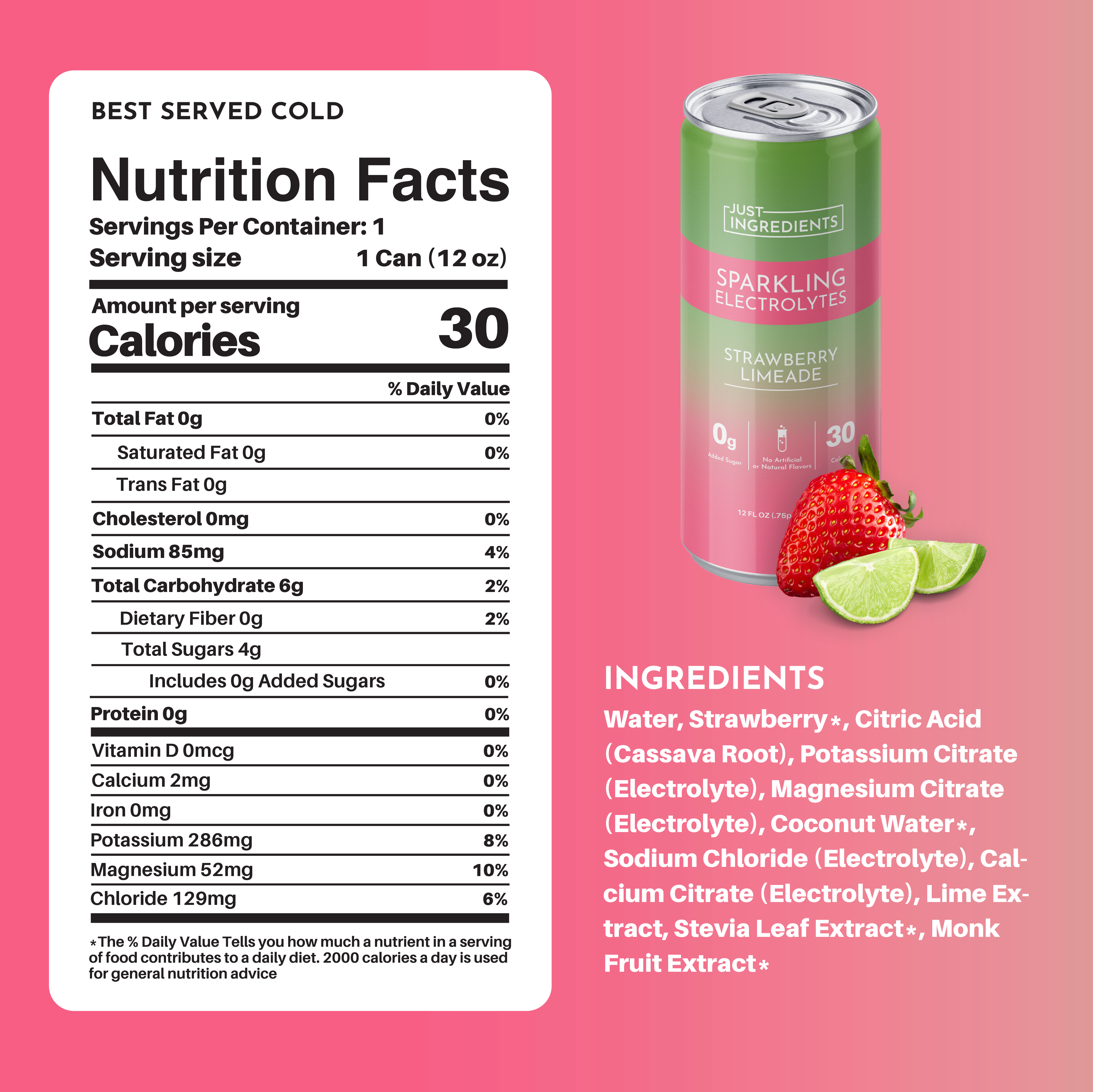 Strawberry Limeade Sparkling Electrolytes (8 pack)