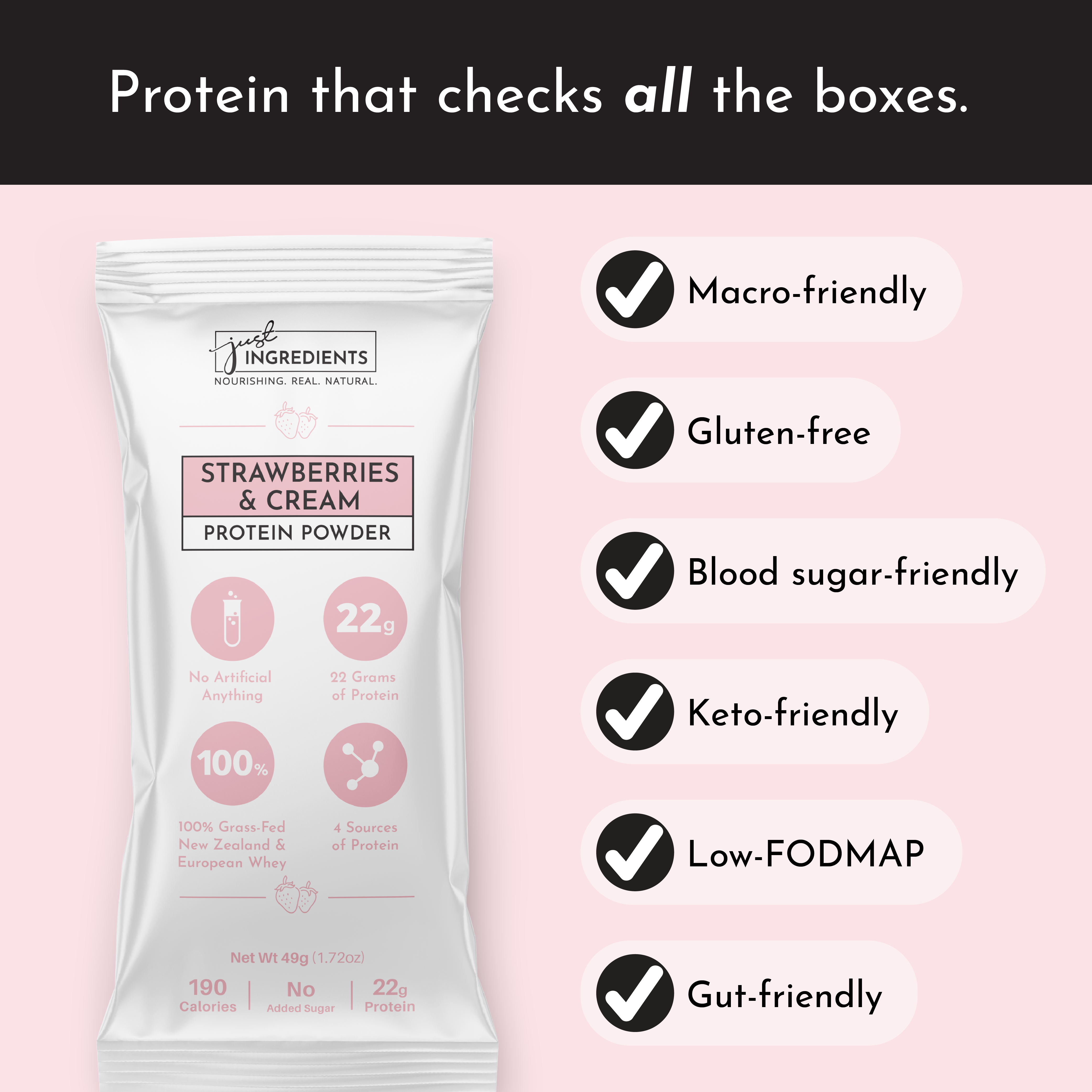 Strawberries & Cream Protein Powder Stick